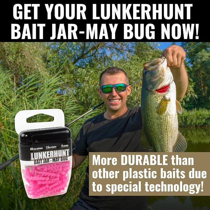 LUNKERHUNT Fishing Jar with Unique Scent Attractant | 1.5-Inch Durable Bait for Ice Fishing | Reusable Soft Plastic Lure for Bass, Trout and Pike