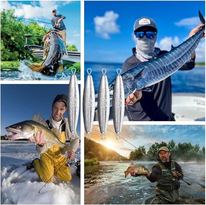 10PCS Fishing Weights Torpedo Sinkers Inline Trolling Sinkers Weights Kit Fishing Sinkers Catfishing Sinkers Saltwater Fishing Torpedo Weights Double Ring Sinkers - 1oz(30g)