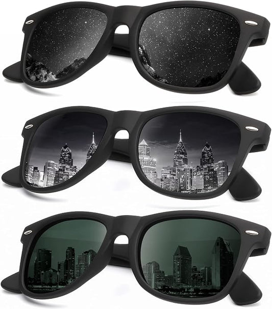 KALIYADI Polarized Sunglasses for Men and Women Matte Finish Sun glasses Color Mirror Lens UV Blocking (3 Pack)