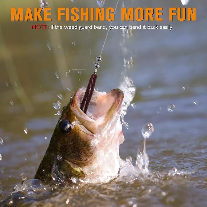 Dovesun Weedless Worm Hooks Wacky Rig Hooks Texas Rig Hooks 30PCS Professional V Bass Fishing Hooks for Freshwater Saltwater 1/0 2/0 3/0