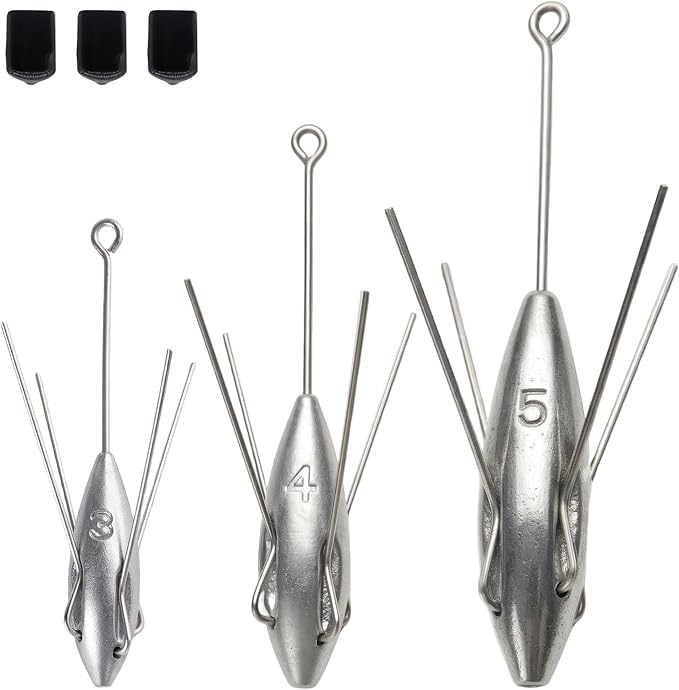 Sputnik Sinker Spider Sinkers 3/6‑Piece — Heavy‑Duty Long‑Tail Surf Fishing Weights for Strong Currents and Beach Casting, Lead Alloy Tackle Set