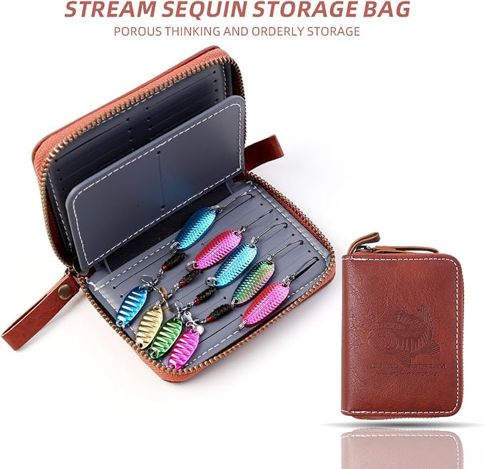 Metal Jigs Spinner Sequins Baits Bag Small Spoon Wallet Fishing Lures Bag Tackle Carry Case Fishing Accessories Small Spoon Wallet