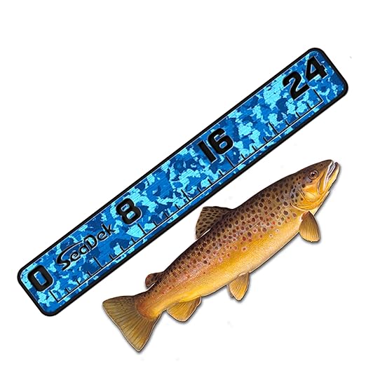 USATuff SeaDek EVA Foam Fish Measuring Ruler for Boat, Fishing, Kayak | Adhesive Backing Peel & Stick - 24" Aqua Camo-Black