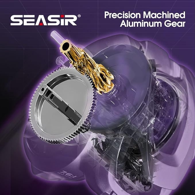 SEASIR Zero119 Ultralight Baitcasting Reel 4.2oz, BFS Fishing Baitcaster Reel, Double Spool, Freshwater Casting, Max Drag 9LB, 8+1 BB, 7.6:1 Ratio, Carbon Fiber Washer, Black & Purple