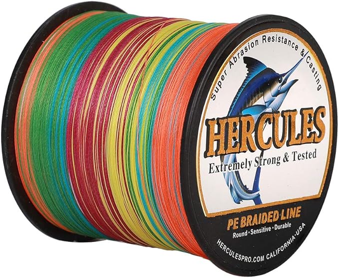 HERCULES Cost-Effective Super Strong 4 Strands Braided Fishing Line 6LB to 100LB Test for Salt-Water, 109/328 / 547/1094 Yards (100M / 300M / 500M / 1000M), Diam# 0.08MM - 0.55MM, Hi-Grade