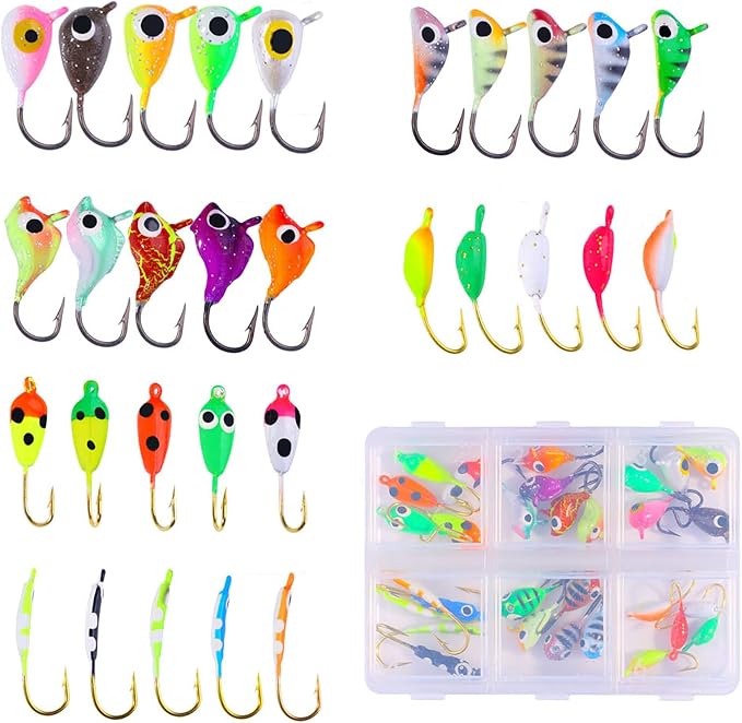 Ice Fishing Jigs Kit Essential Ice Fishing Lures for Beginners to Hook Big Fish and Reel in The Fun!