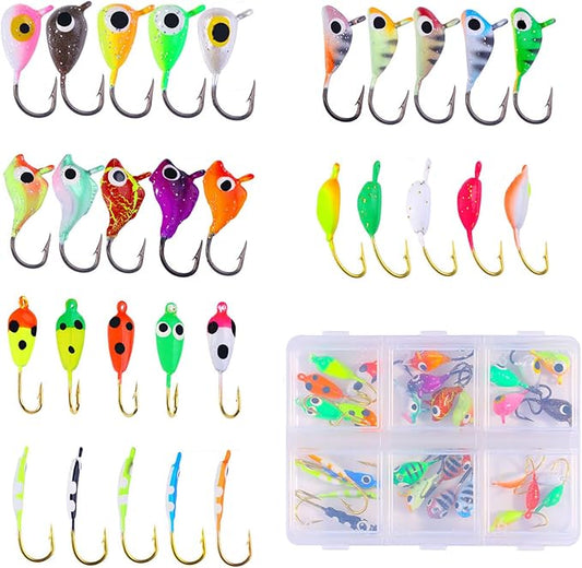 Ice Fishing Jigs Kit Essential Ice Fishing Lures for Beginners to Hook Big Fish and Reel in The Fun!