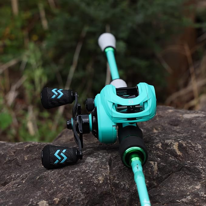 One Bass Spirit Flame Fishing Rod Reel Combo, Spinning & Baitcasting Fishing Pole with Graphite 2Pc Blanks, Stainless Steel Guides