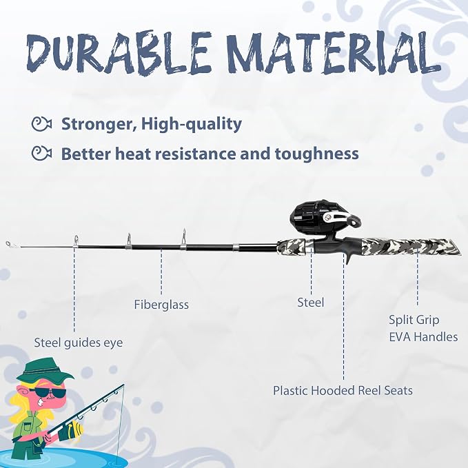 WIDDEN Kids Fishing Pole, Portable Telescopic Kids Fishing Poles for Boys and Girls, Fishing Rod and Reel Combo Kit with Tackle Box, and Fishing Net, Best Fishing Pole for Toddler Youth