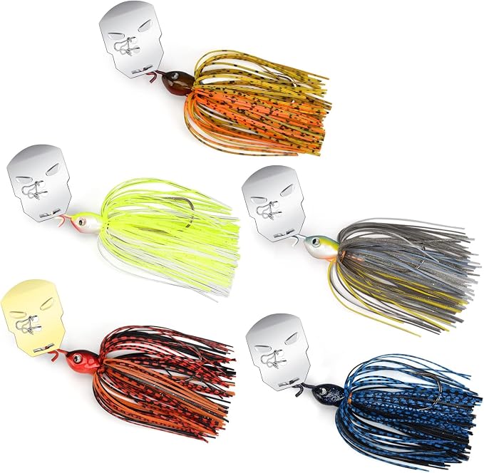 MadBite by KastKing Bladed Jig Fishing Lures, Multi-Color Kits, Irresistible Vibrating Action, Sticky-Sharp Heavy-Wire Needle Point Hooks, Popular 3/8 oz and 1/2 oz Sizes, Includes Storage Box