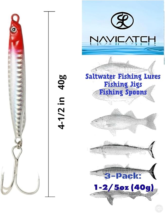 Saltwater Fishing Lures Fishing Jigs Fishing Spoons for Striped bass, Pompano, Spanish Mackerel ，Bluefish