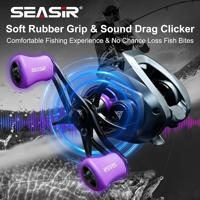 SEASIR ZeroVX Baitcasting Reel, 4.7oz Ultralight Fishing Reel Casting, Freshwater Baitcaster Reel, Carbon Fiber Washer, Max Drag 9LB, 7.6:1 Gear Ratio, 6+1 Shielded Ball Bearing