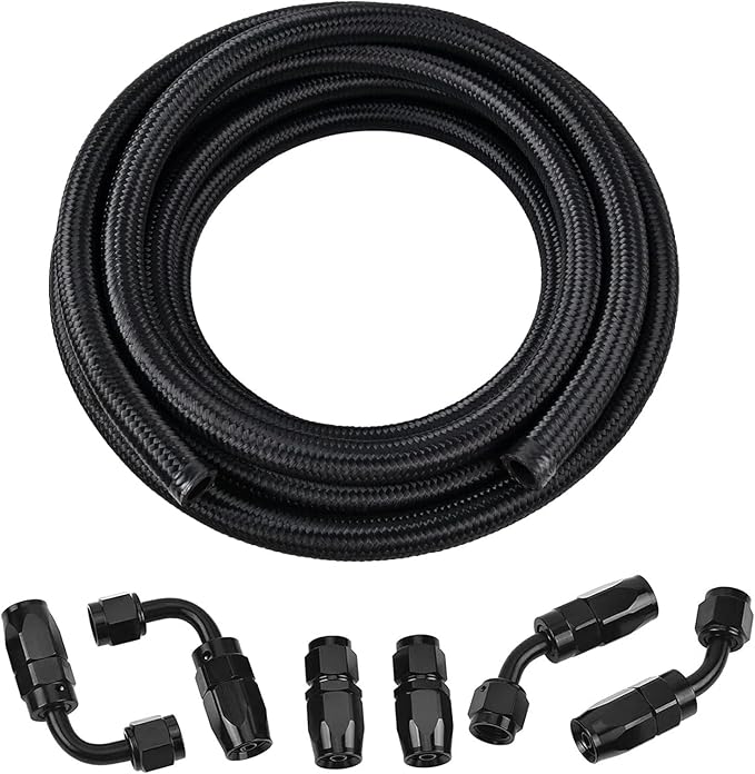 EVIL ENERGY 4AN Fuel Line Kit,AN4 Braided Nylon Fuel Hose CPE 10FT Black