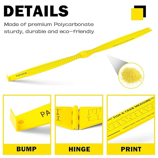 Fish Measuring Board - 32in/80cm Folding Fishing Ruler Lightweight Bump Board - Easy to Read and Portable Crab & Fish Measure Device, Fish Ruler for Boat, Kayak, Yellow