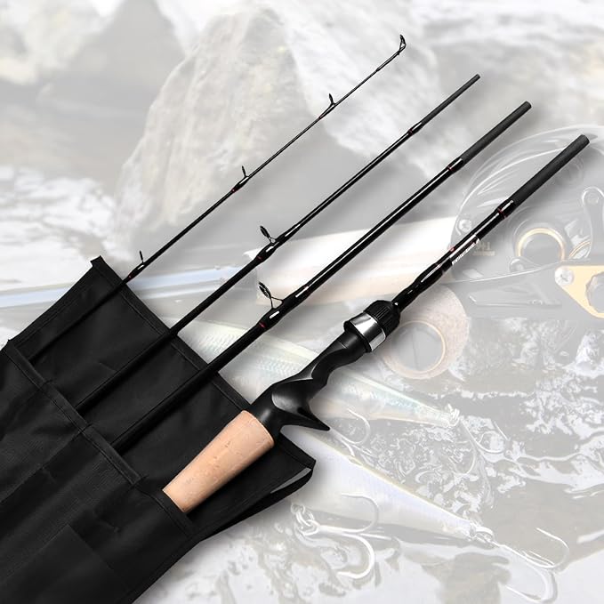 Fiblink 4 Pieces Travel Casting Rod Carbon Baitcasting Fishing Rod Portable Fishing Rod Baitcaster