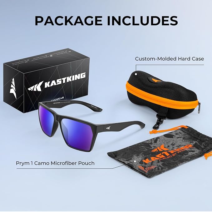 KastKing Beartrap Polarized Sports Fishing Sunglasses, With PuriVex Protective Lens Coating, Square Frame Design, Men Women
