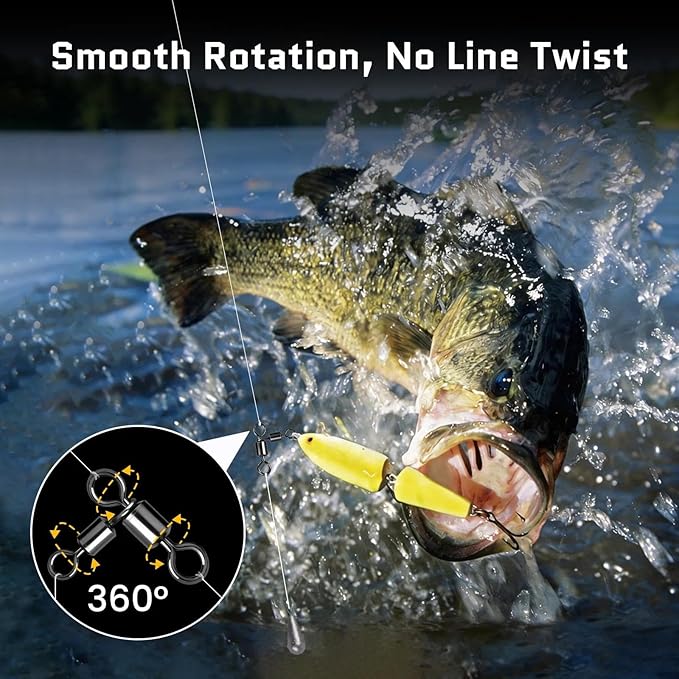 FishTrip 3 Way Fishing Swivels Tackle, 25/50PCS Heavy Duty Three Way Barrel Swivels for Bottom & Dropper Rigs, Corrosion Resistant 3-Way T-Turn Swivel for Freshwater & Saltwater Fishing 7LB-209LB
