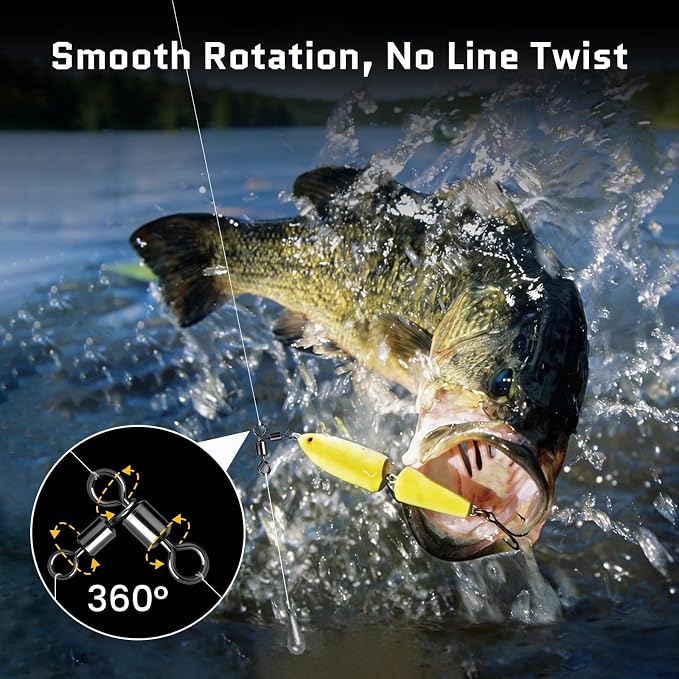 FishTrip 3 Way Fishing Swivels Tackle, 25/50PCS Heavy Duty Three Way Barrel Swivels for Bottom & Dropper Rigs, Corrosion Resistant 3-Way T-Turn Swivel for Freshwater & Saltwater Fishing 7LB-209LB