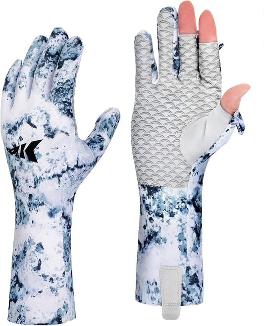 KastKing La Sal Pro Full Finger Fishing Gloves, UPF 50+ Sun Protection Gloves with Convertible Design, Ultralight Microfiber, Ultra-Soft Comfort, FrostWeave Cooling, Enhanced Grip, Four Sizes Options