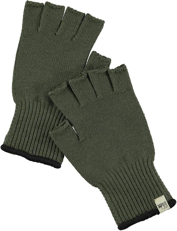 Merino Wool Fingerless Gloves - Hunting and Fishing Liner - Half Finger Warm Knitted Gloves