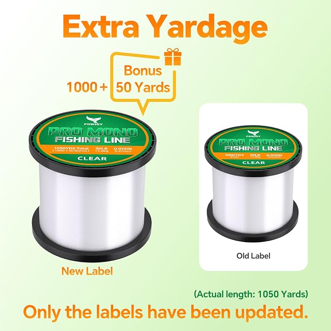 Pro Monofilament Fishing Line with Knot Instruction Cards for Multi Purpose Cost Effective, Strong Yet Thin Nylon String for Big Fishes, Tangle-Free & UV Resistant, 15/20/30/50/80LB