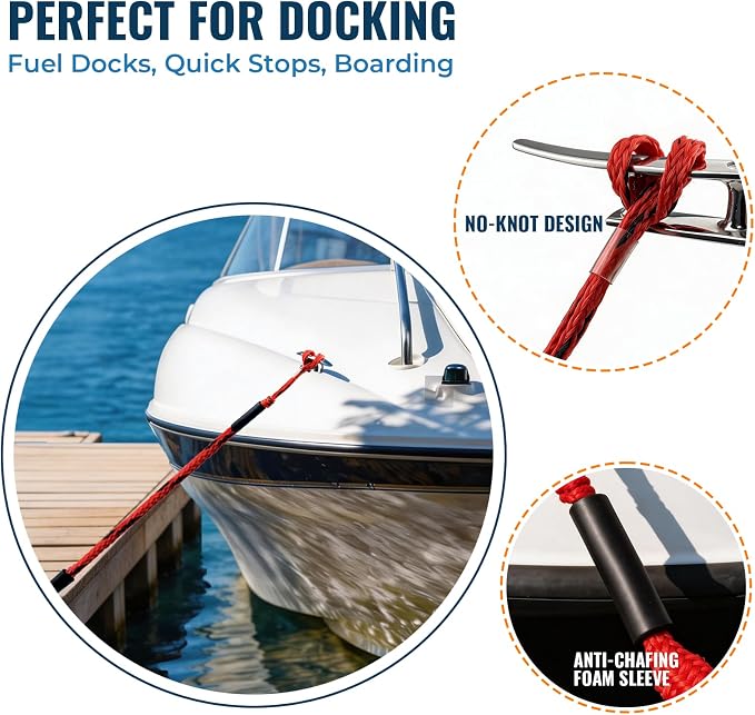 2PCS 4 Feet Premium Bungee Boat Lines 27cm Extended Loop Boat Accessories for Mooring for Jet Ski, SeaDoo, Yamaha WaveRunner Dinghy Pontoon Accessories Boating Gifts(Red&Black)