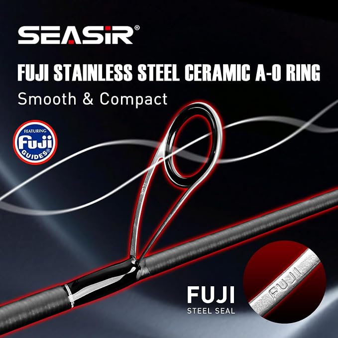 SEASIR Repeater II Cork Fishing Rod, Medium-Light Spinning Baitcasting Rod, Medium Heavy Baitcaster Rod, Saltwater Freshwater Casting Rod, 2 Piece, Fast Action, Fuji A O Ring, 36T Carbon Fiber