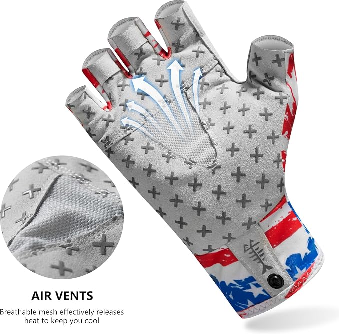 BASSDASH Unisex UPF 50+ Half Finger Sun Gloves Fingerless Breathable UV Protection for Fishing Hiking Kayaking Rowing FG02