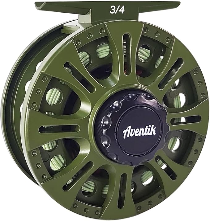 Aventik HVCE Graphite Fly Reel Center Drag System Classic III Graphite 3/4, 5/6, 7/8wt Large Arbor Freshwater Fly Fishing Reels