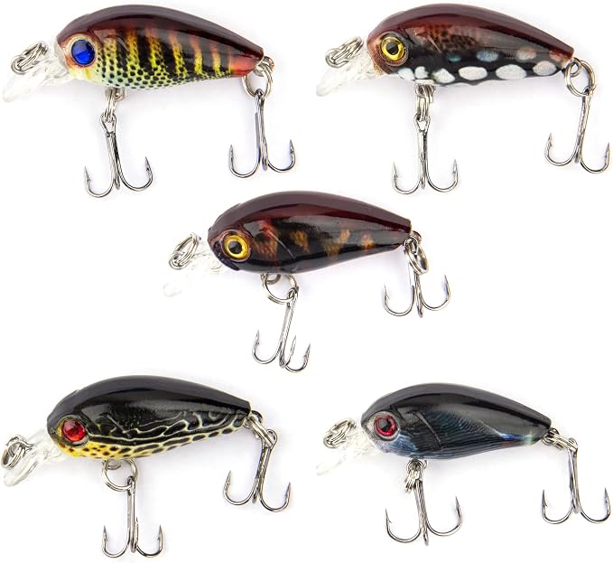 Micro Fishing Lures Crankbaits Baits Lure，Mini Fishing Lure Swimbaits Micro Crank Baits Topwater Lures for Freshwater Saltwater Bluegill Pumpkinseeds Trout Perch with Tackle Boxes