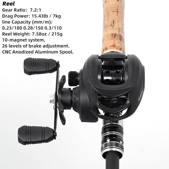 Kilitn Fishing Rod and Reel Combo, Ultra-Light Baitcasting Combo Baitcast Reel Durable Fiberglass Telescopic Rod with Comfortable Handle for Freshwater or Saltwater Fishing