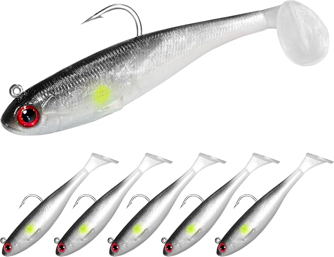 Soft Fishing Lures for Bass Fishing:Pre-Gigged Swim Baits for Saltwater or Freshwater.Soft Plastic Fishing Accessories.
