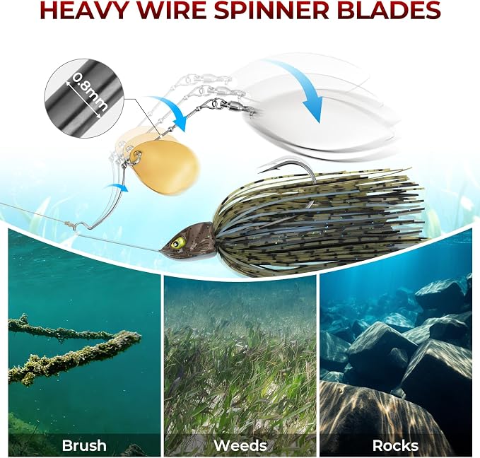 MadBite by KastKing Spinnerbait Fishing Lures, Bass Trout Salmon Walleye Stainless Steel Spinner Baits Kit, Saltwater Freshwater, 4 pcs