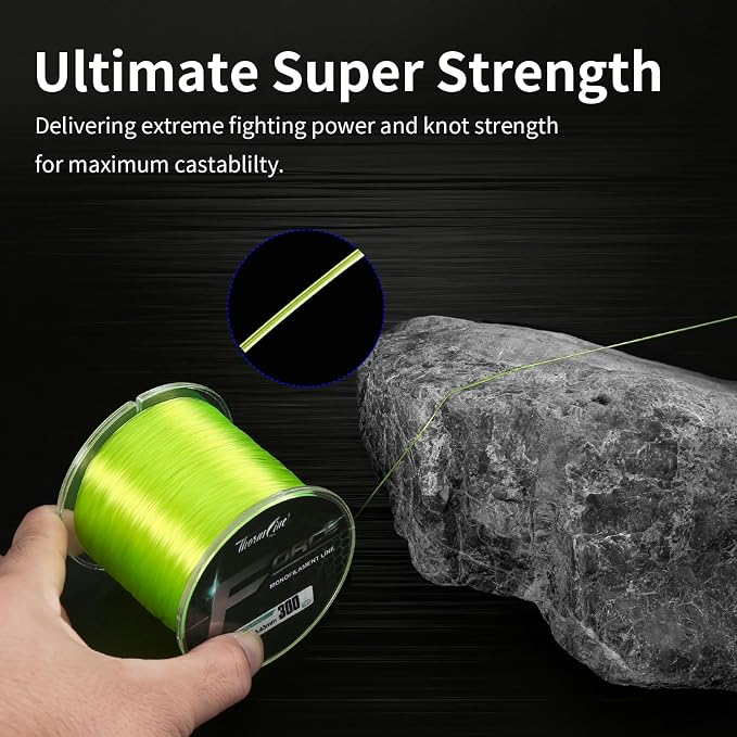 Force Monofilament Fishing Line, Heavy Duty Strong Mono Fishing Wire, Clear Nylon Leader Line