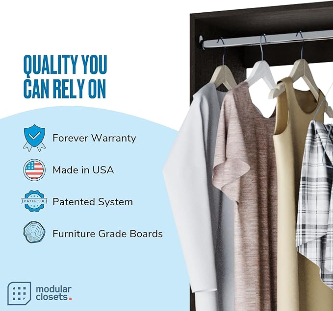 Medium Hanging Closet Unit - Modular Closet System For Hanging - Closet Organizers And Storage Shelves (Grey, 19.5 inches Wide)