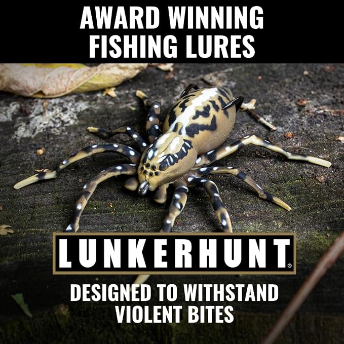 LUNKERHUNT Phantom Spider Lure for Bass Fishing (2.5 Inch) | Topwater Spider Fishing Lure with Natural Walking Action | Soft Hollow Body Weedless Hooks for Trout and Pike