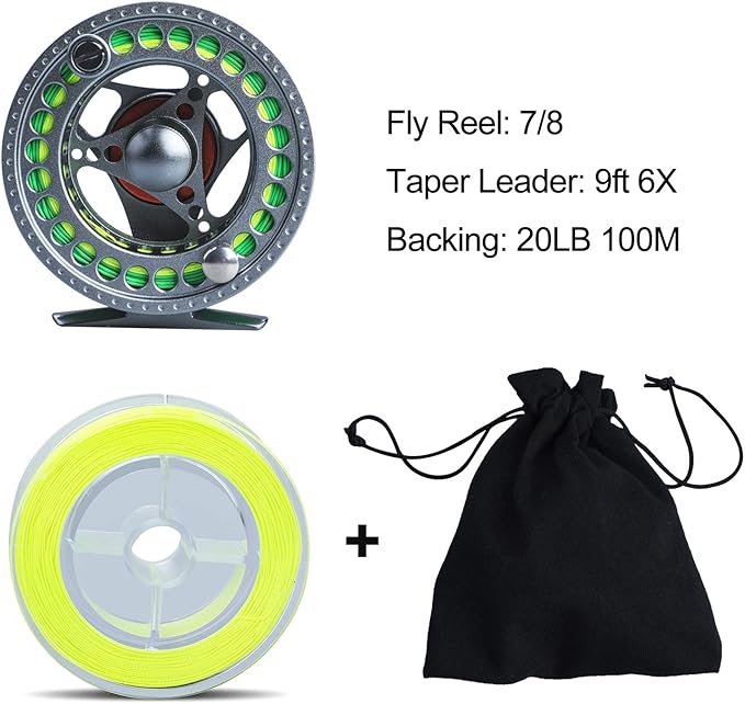 Sougayilang Fly Fishing Rod and Reel Combo, 4 Pieces Ultra Lightweight Portable Fly Rod and CNC Machined Aluminum Alloy Reel Complete Starter Package with Rod Bag
