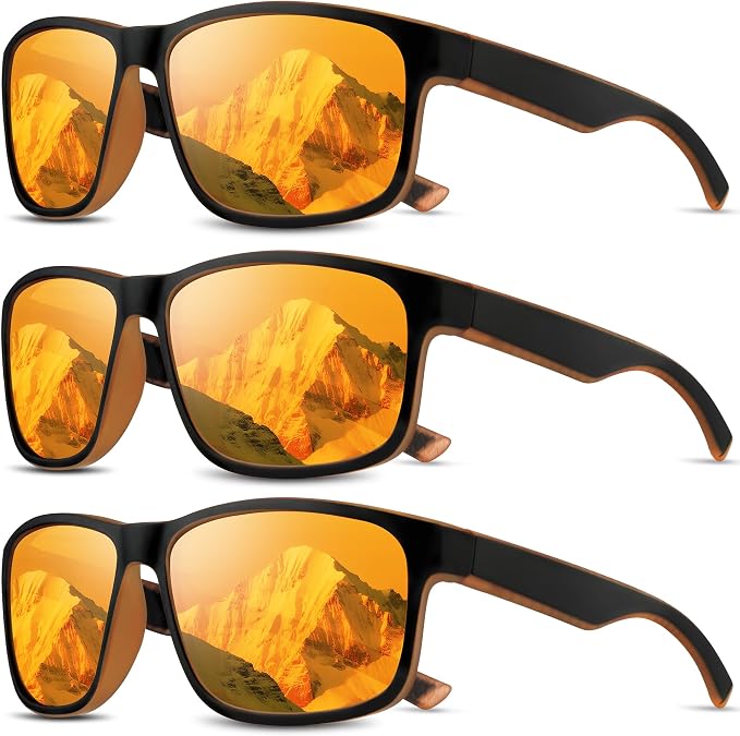Square Polarized Sunglasses for Men and Women, Mens Sunglasses UV Protection with Lightweight Frame Sun Glasses