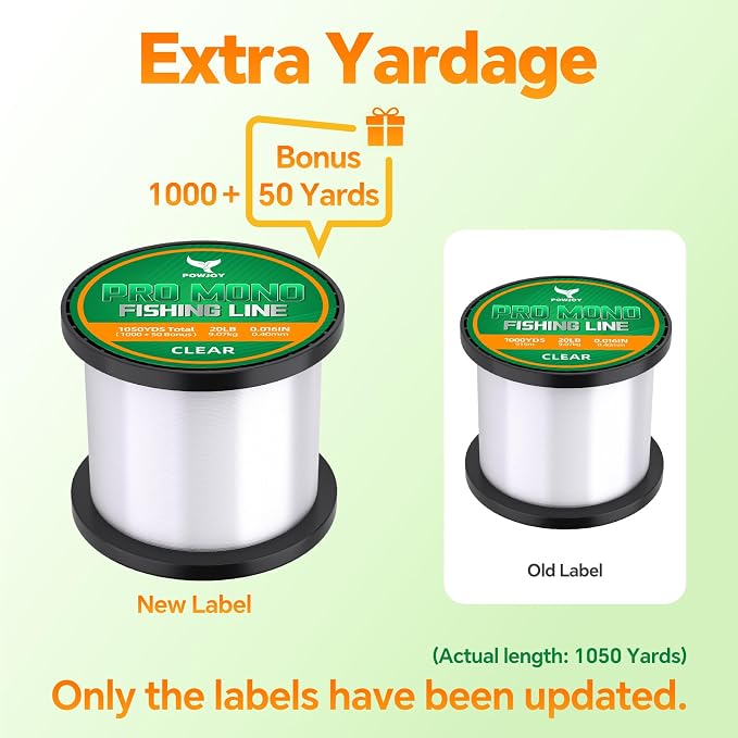 Pro Monofilament Fishing Line with Knot Instruction Cards for Multi Purpose Cost Effective, Strong Yet Thin Nylon String for Big Fishes, Tangle-Free & UV Resistant, 15/20/30/50/80LB