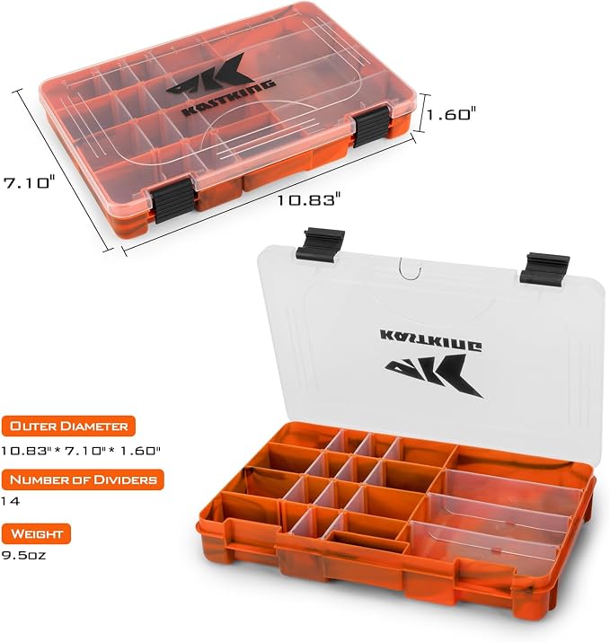 KastKing Tackle Boxes, Plastic Box, Plastic Storage Organizer Box with Removable Dividers - Fishing Tackle Storage - Box Organizer - 2 Packs /4 Packs Tackle Trays - Parts Box