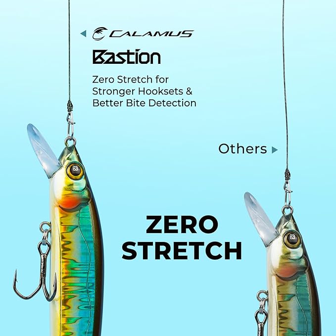 Calamus Bastion Braided Fishing Line -Abrasion Resisting Braided Lines – Thin Diameter Superline – Zero Stretch – 4 Strand MultiTuf Fiber Braid Line