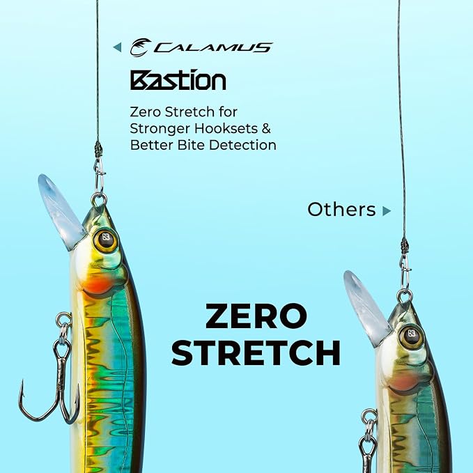 Calamus Bastion Braided Fishing Line -Abrasion Resisting Braided Lines – Thin Diameter Superline – Zero Stretch – 4 Strand MultiTuf Fiber Braid Line