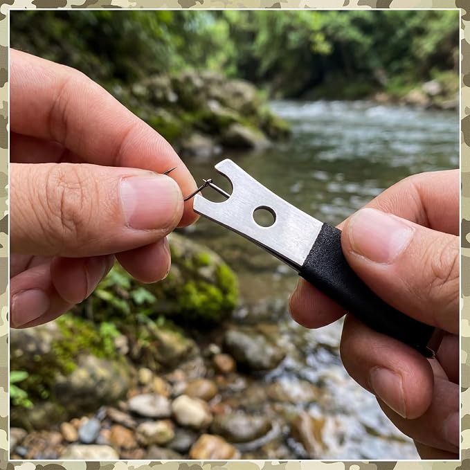 Therwen 2 Pcs Black Fly Fishing Nipper with Fishing Line Clippers with Hook Eye Cleaner Pin Stainless Steel Cutting Tool Line Cutter Nipper Multi Functional Accessories