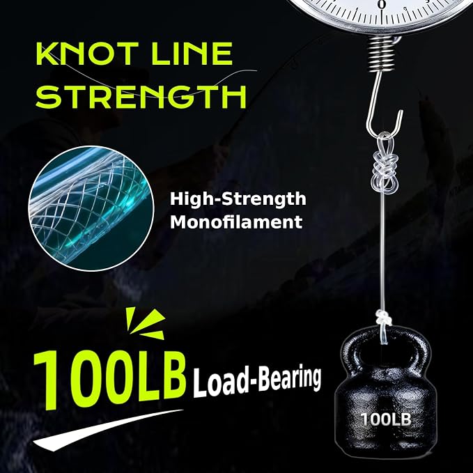 Pre-Tied Dropper Loop Knots Fishing Line, 80 Knots Monofilament Leader with 5.5" Loop Diameter & 18" Spacing, Saltwater & Freshwater Fishing Knots Line for Sea Bass, Snapper, Cod