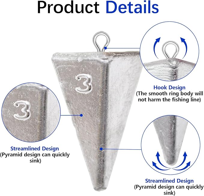 Pyramid Fishing Weights Sinkers Kits Triangle Ocean Saltwater Surf Fishing Gear Tackle Bullet Fishing Weights Sinker 2oz 3oz 4oz