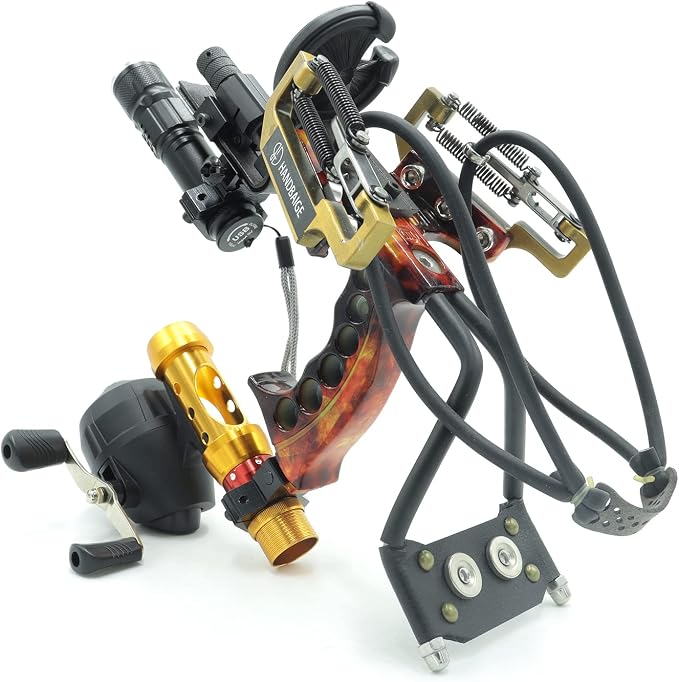 Hunting Slingshot Kit - High Power Sling Shot for Adults, Bowfishing & Fishing Arrows - Tactical Telescopic Slingshot Set with Fishing Reel,Slingshot Rubber Bands Heavy Duty