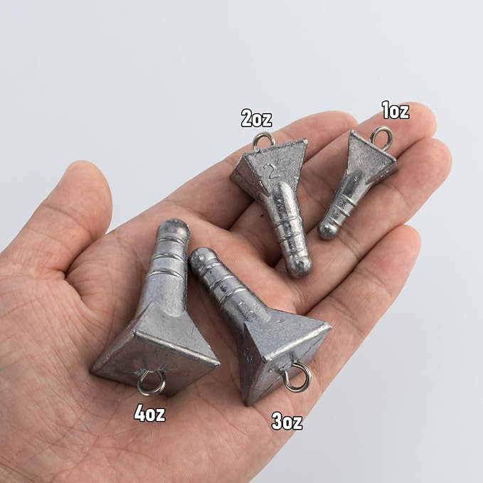 Dr.Fish 5 Pack Storm Sinker Pyramid Hatteras Surf Fishing Lead Weight Saltwater Beach Casting Sea Bottom Holder Inshore