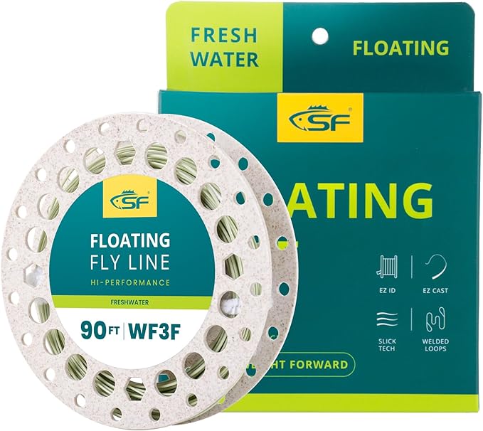 SF Fly Fishing Line with Two Welded Loops Weight Forward Floating Fly Lines Trout 90FT WF2 3 4 5 6 7 8 9F Multi-Color Freshwater