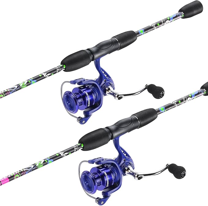 Sougayilang Fishing Rod Combo, 2-Piece 6-Foot Graphite & Fiberglass Rod with Anti-Reverse Spinning Fishing Reel