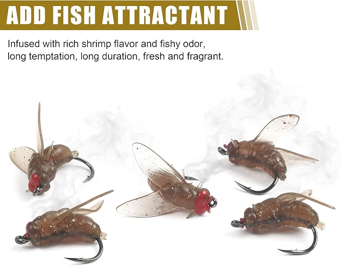Bionic Fly Fishing Bait,18pcs/36pcs Trout Jig Swimbait Fly Hook Soft Bait Dry Flies Fly Fishing Lures Assortment Kit Attractant Fishing Gear Artificial Fishing Lure Panfish Lure Set